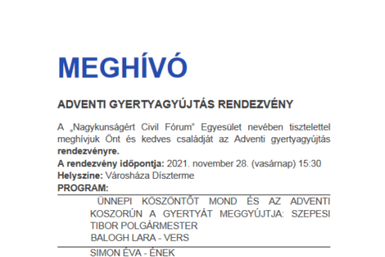 Adventi Gyertyagyújtás 2021.november 28