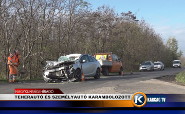 TEHERAUTÓ ÉS SZEMÉLYAUTÓ KARAMBOLOZOTT JÁSZAPÁTI ÉS JÁSZKISÉR KÖZÖTT